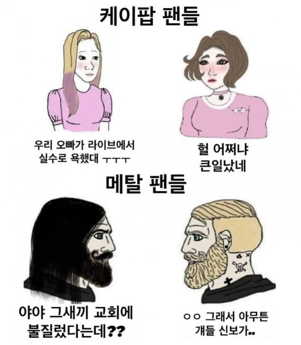 케이팝 팬과 메탈 팬 차이